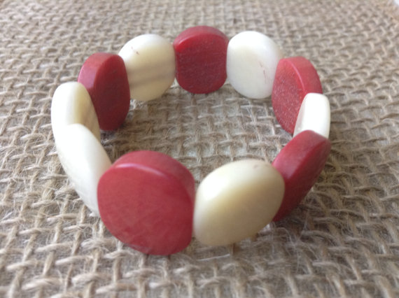 Tagua Nut Red and White Bracelet for Little Girls - Galapagos Tagua Jewelry
